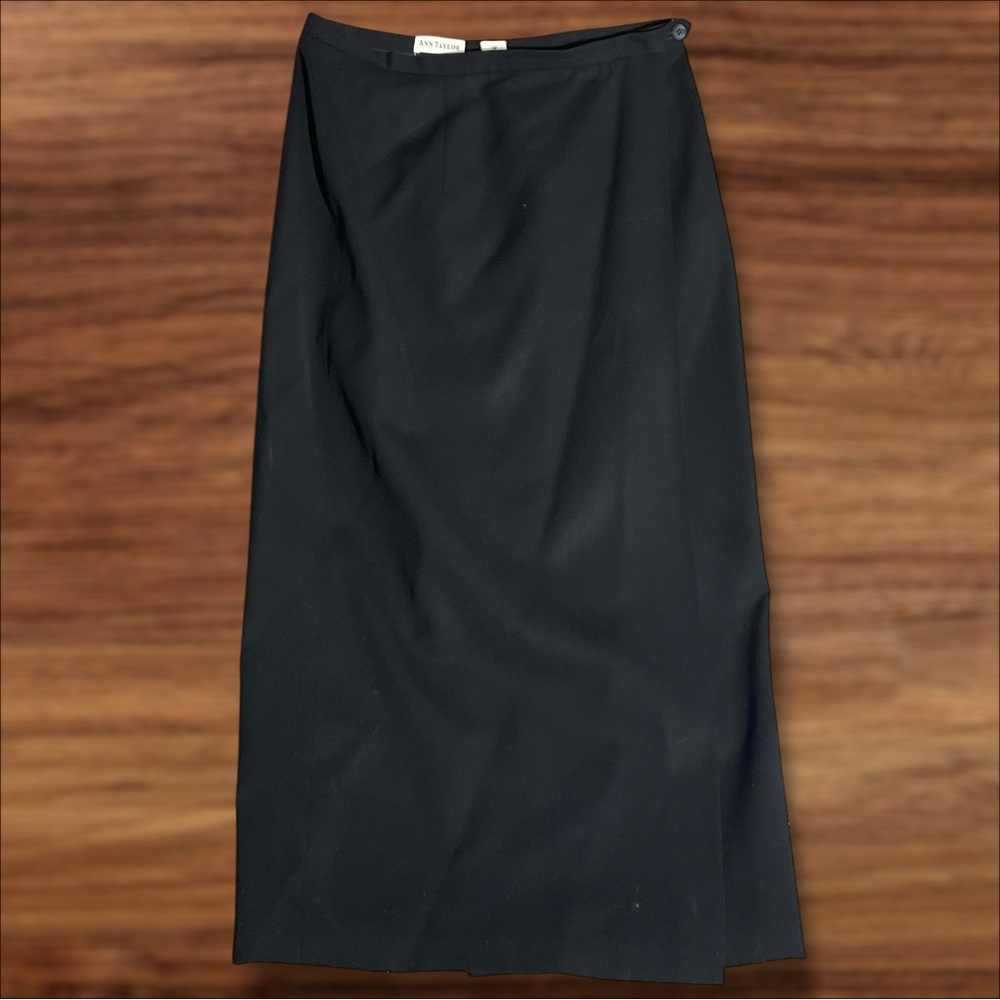 Ann Taylor Women’s Vintage Wool True Full-Wrap Maxi Pencil Skirt - Black - 12